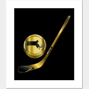 NHL - MA Gold Black Stick and Puck Posters and Art